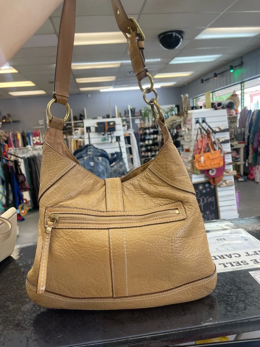 Coach Tan Pebbled Leather Shoulder Hobo - Picture 3 of 6